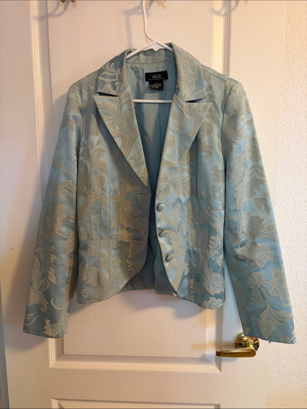 AGB Powder Blue Floral Jacquard Blazer